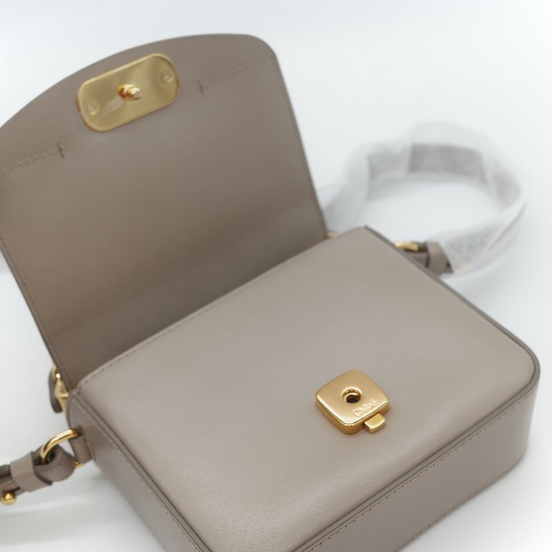 (閒置品♥️未使用)Chloé 蔻依 C Bag 小款 大象灰 麂皮拼接小牛皮 手提包 側背包-19