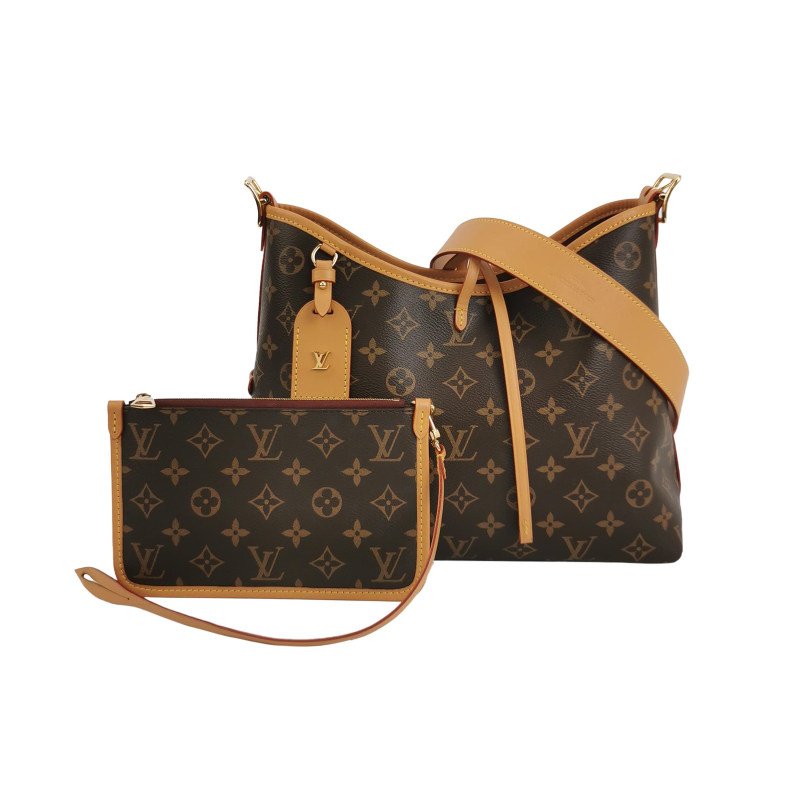Louis Vuitton (LV) Carry All小號植鞣革Monogram印花子母包肩背包晶片款-0
