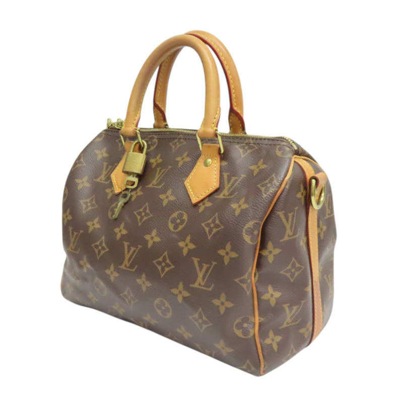 棕色 原花帆布 Speedy Bandouliere 25 兩用包【LOUIS VUITTON LV 路易威登】 M41113-2
