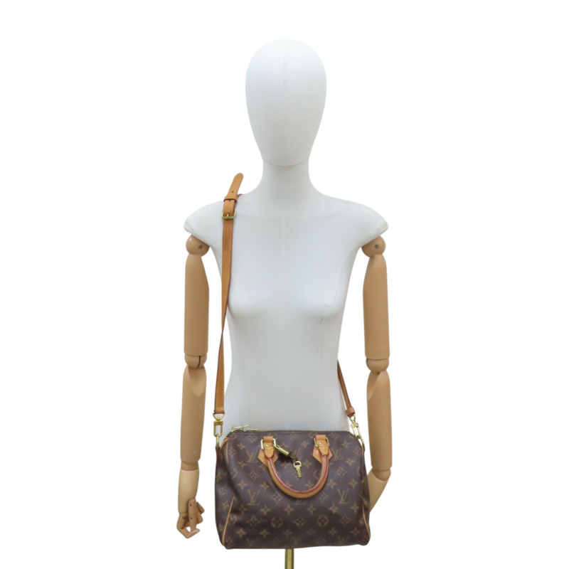 棕色 原花帆布 Speedy Bandouliere 25 兩用包【LOUIS VUITTON LV 路易威登】 M41113-10