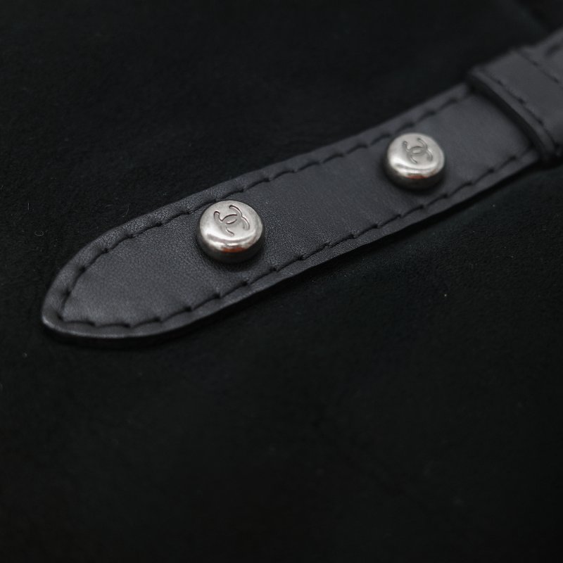 Chanel 香奈兒 銀扣 CC 菱格紋 羊羔毛 拼接 麂皮 托特包-12