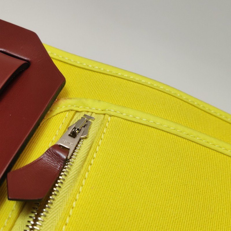 Hermes Herbag31馬鞍釘鎖釦子母包斜背包單肩包Hunter牛皮帆布銀扣紅色黃色X刻-16