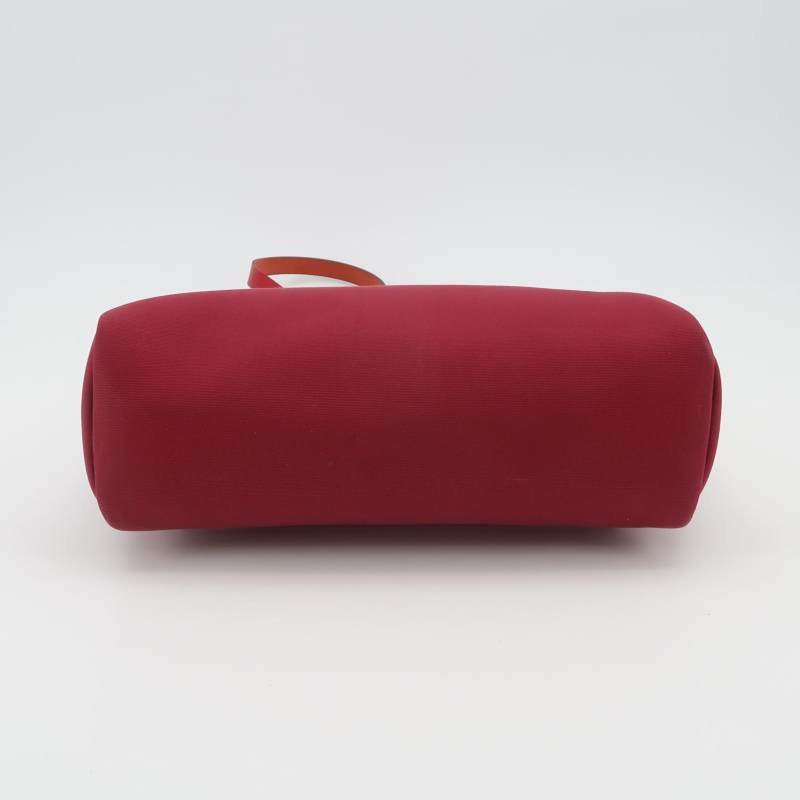 Hermes Herbag31馬鞍釘鎖扣單肩包Hunter牛皮帆布銀扣紅色5X辣椒紅Z刻-5