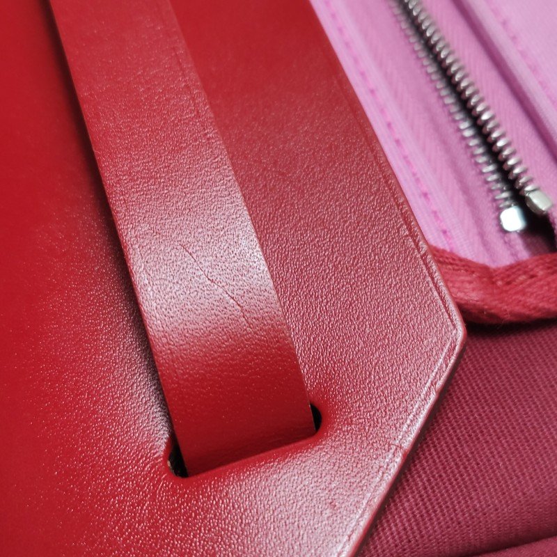 Hermes Herbag31馬鞍釘鎖扣單肩包Hunter牛皮帆布銀扣紅色5X辣椒紅Z刻-15