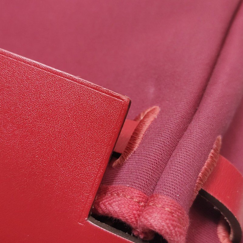 Hermes Herbag31馬鞍釘鎖扣單肩包Hunter牛皮帆布銀扣紅色5X辣椒紅Z刻-18