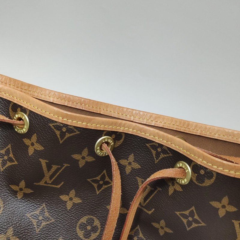 Louis Vuitton (LV) NOE中號植鞣革Monogram印花抽繩單肩包晶片款-13