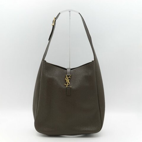 Saint Laurent 聖羅蘭 LE 5 À 7 粒面牛皮革 橄欖綠 深綠色 柔軟手袋 單肩包 Hobo 包 托特包｜