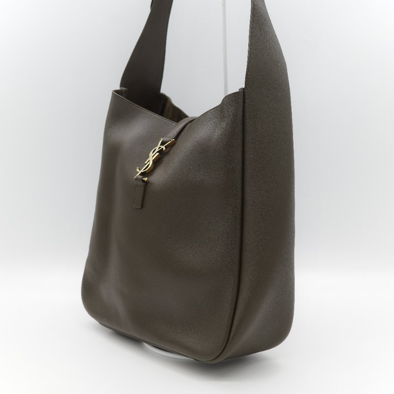 Saint Laurent 聖羅蘭 LE 5 À 7 粒面牛皮革 橄欖綠 深綠色 柔軟手袋 單肩包 Hobo 包 托特包|-3