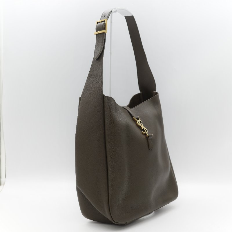 Saint Laurent 聖羅蘭 LE 5 À 7 粒面牛皮革 橄欖綠 深綠色 柔軟手袋 單肩包 Hobo 包 托特包|-4