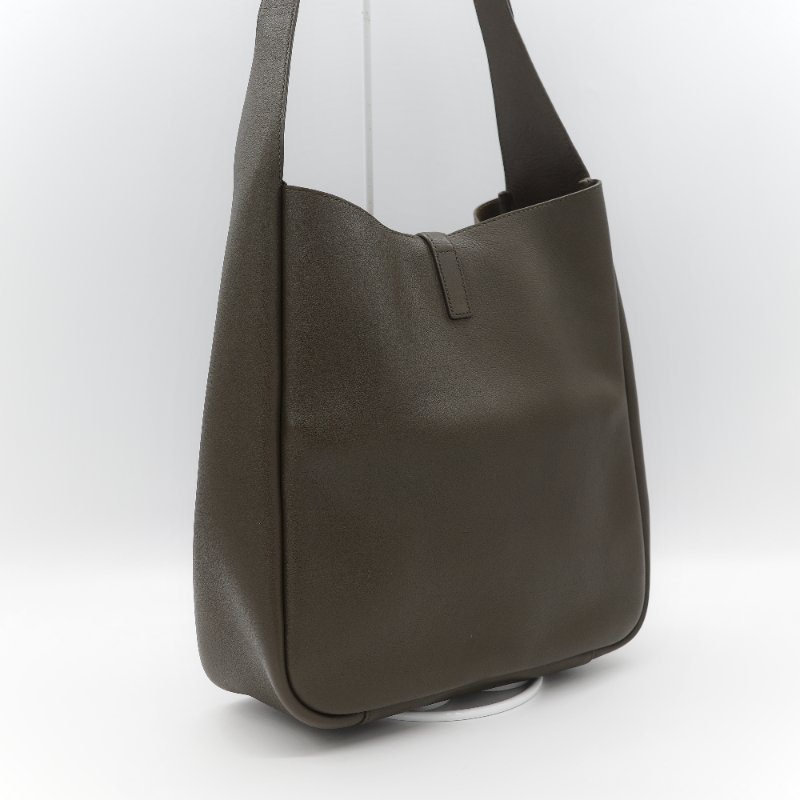 Saint Laurent 聖羅蘭 LE 5 À 7 粒面牛皮革 橄欖綠 深綠色 柔軟手袋 單肩包 Hobo 包 托特包|-6