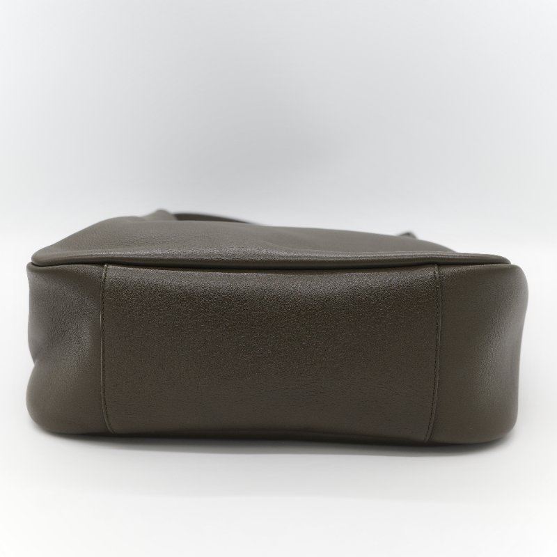 Saint Laurent 聖羅蘭 LE 5 À 7 粒面牛皮革 橄欖綠 深綠色 柔軟手袋 單肩包 Hobo 包 托特包|-8