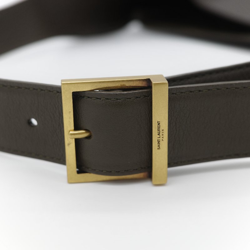 Saint Laurent 聖羅蘭 LE 5 À 7 粒面牛皮革 橄欖綠 深綠色 柔軟手袋 單肩包 Hobo 包 托特包|-12