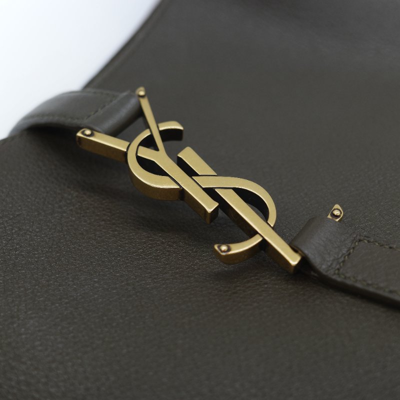 Saint Laurent 聖羅蘭 LE 5 À 7 粒面牛皮革 橄欖綠 深綠色 柔軟手袋 單肩包 Hobo 包 托特包|-16