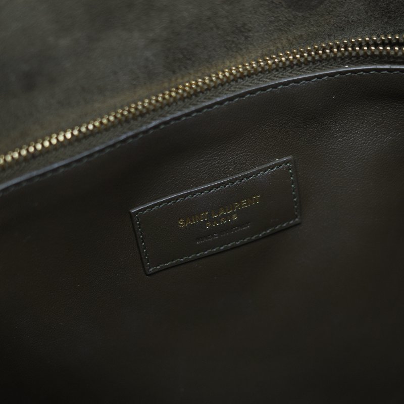 Saint Laurent 聖羅蘭 LE 5 À 7 粒面牛皮革 橄欖綠 深綠色 柔軟手袋 單肩包 Hobo 包 托特包|-27