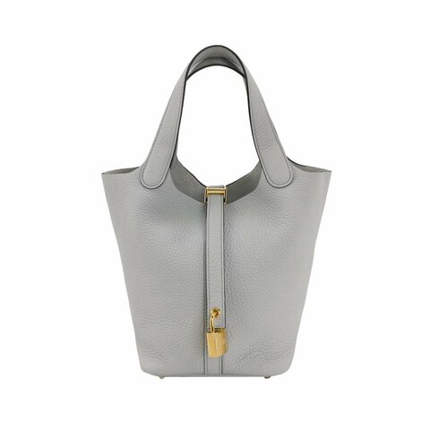 Hermes Picotin菜籃包18手提包Clemence（TC）牛皮金扣08聖杯藍B刻