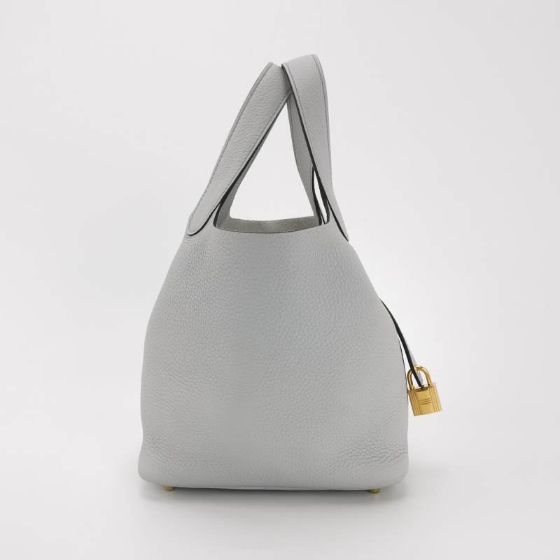 Hermes Picotin菜籃包18手提包Clemence(TC)牛皮金扣08聖杯藍B刻-3