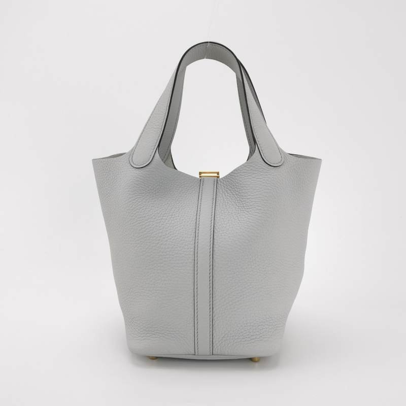 Hermes Picotin菜籃包18手提包Clemence(TC)牛皮金扣08聖杯藍B刻-4