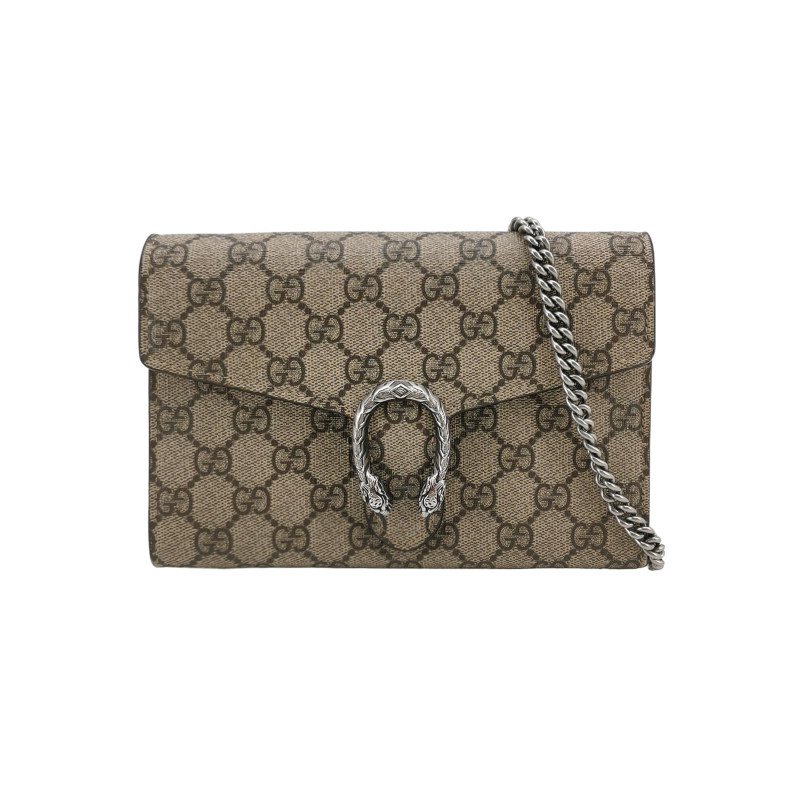 Gucci Dionysus酒神包牛皮GG老花雙虎頭搭扣斜背包肩背包-0