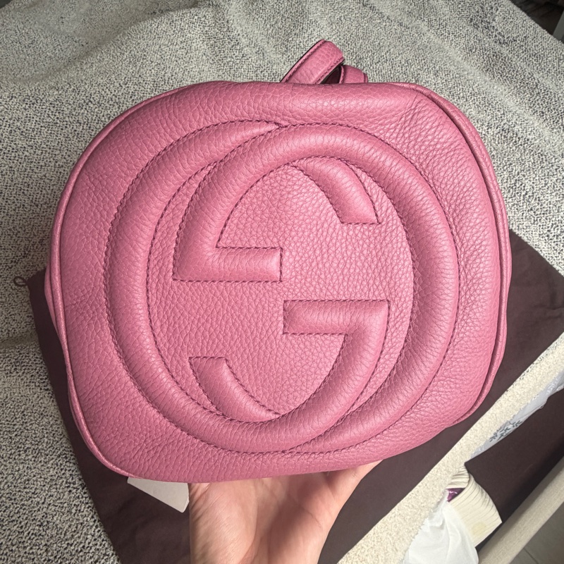 GUCCI 粉紫色SOHO手提包 波士頓包-1
