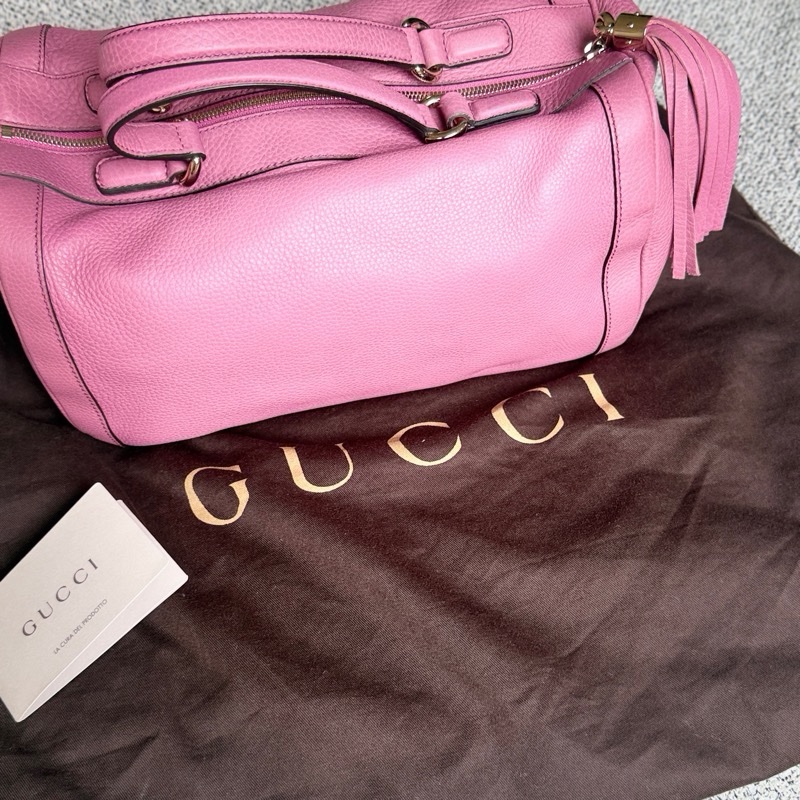 GUCCI 粉紫色SOHO手提包 波士頓包-10