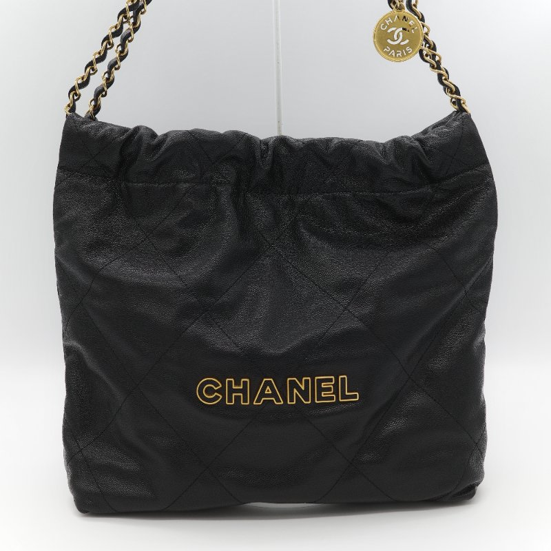 （閒置品♥️晶片款）Chanel 香奈兒 22bag 小型 黑色 粒面荔枝牛皮 金釦 單肩包-2