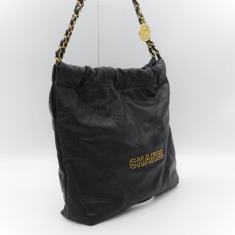 （閒置品♥️晶片款）Chanel 香奈兒 22bag 小型 黑色 粒面荔枝牛皮 金釦 單肩包-3