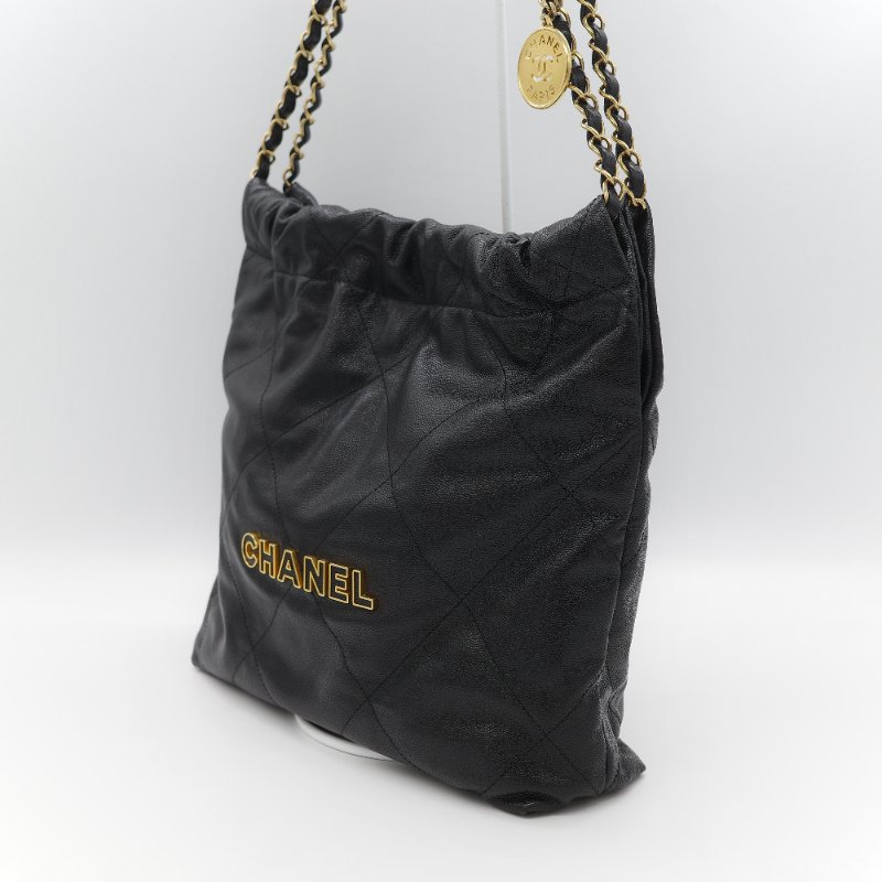（閒置品♥️晶片款）Chanel 香奈兒 22bag 小型 黑色 粒面荔枝牛皮 金釦 單肩包-4