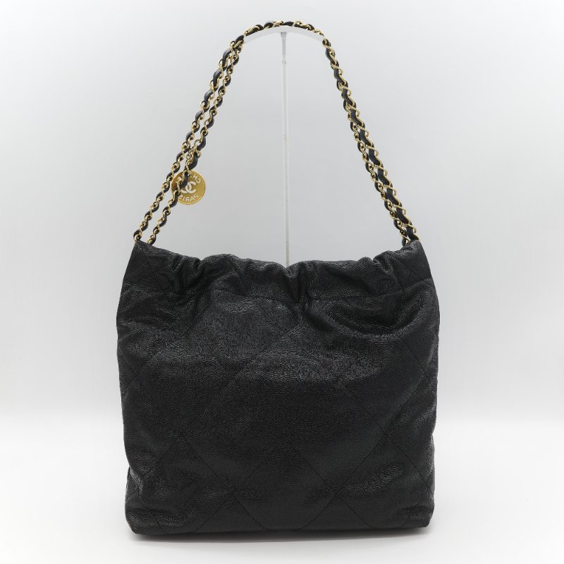 （閒置品♥️晶片款）Chanel 香奈兒 22bag 小型 黑色 粒面荔枝牛皮 金釦 單肩包-5