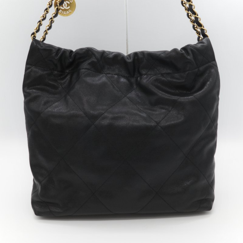 （閒置品♥️晶片款）Chanel 香奈兒 22bag 小型 黑色 粒面荔枝牛皮 金釦 單肩包-6