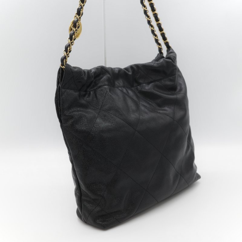 （閒置品♥️晶片款）Chanel 香奈兒 22bag 小型 黑色 粒面荔枝牛皮 金釦 單肩包-7