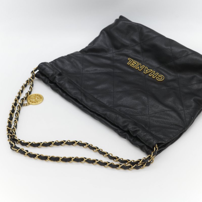 （閒置品♥️晶片款）Chanel 香奈兒 22bag 小型 黑色 粒面荔枝牛皮 金釦 單肩包-9