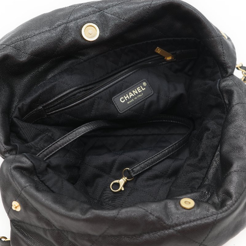 （閒置品♥️晶片款）Chanel 香奈兒 22bag 小型 黑色 粒面荔枝牛皮 金釦 單肩包-24