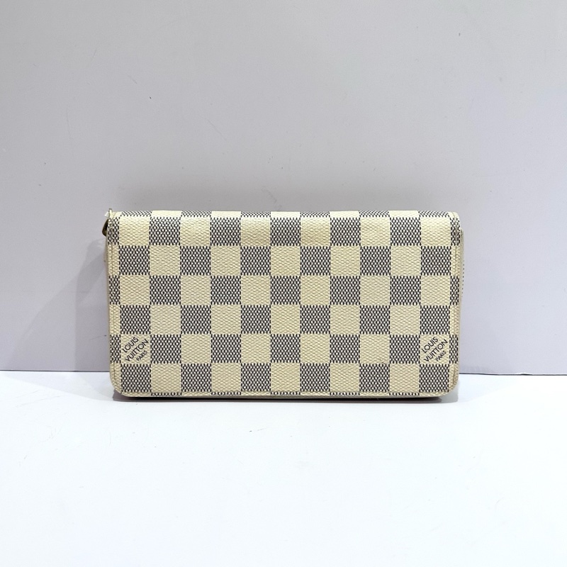LouisVuitton路易威登 棋盤格錢包白色經典錢包拉鍊錢包-2