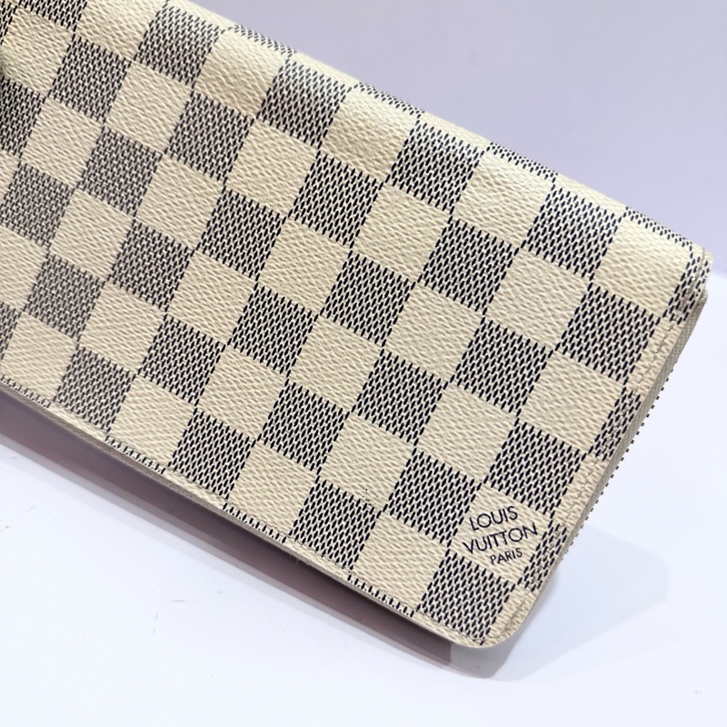 LouisVuitton路易威登 棋盤格錢包白色經典錢包拉鍊錢包-3