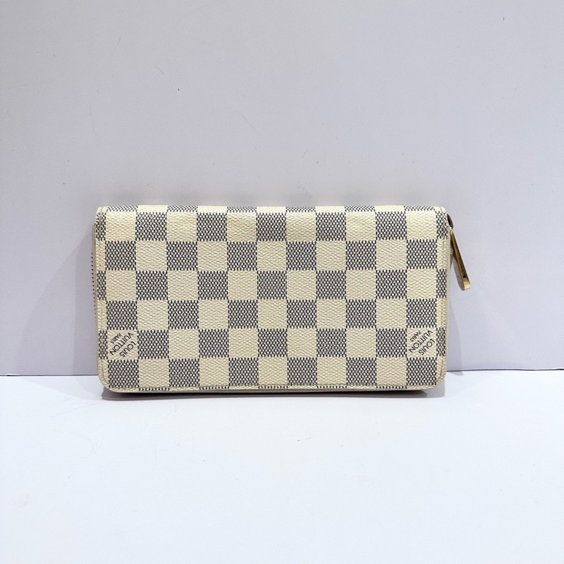LouisVuitton路易威登 棋盤格錢包白色經典錢包拉鍊錢包-5