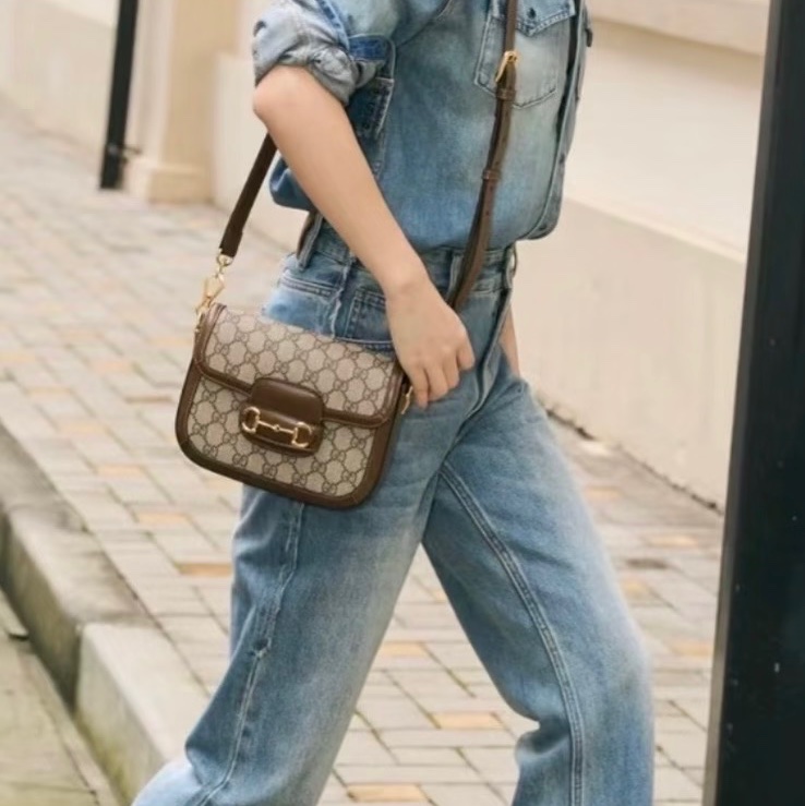 #GUCCI古馳1955馬銜扣老花Mini馬鞍復古時髦包🌼-3