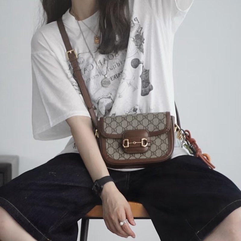 #GUCCI古馳1955馬銜扣老花Mini馬鞍復古時髦包🌼-4