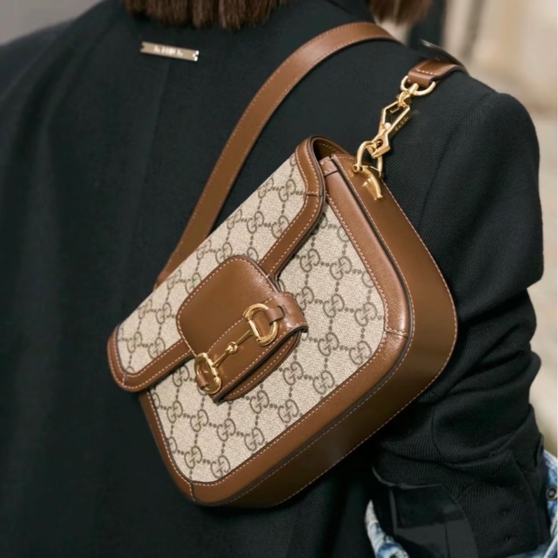 #GUCCI古馳1955馬銜扣老花Mini馬鞍復古時髦包🌼-5