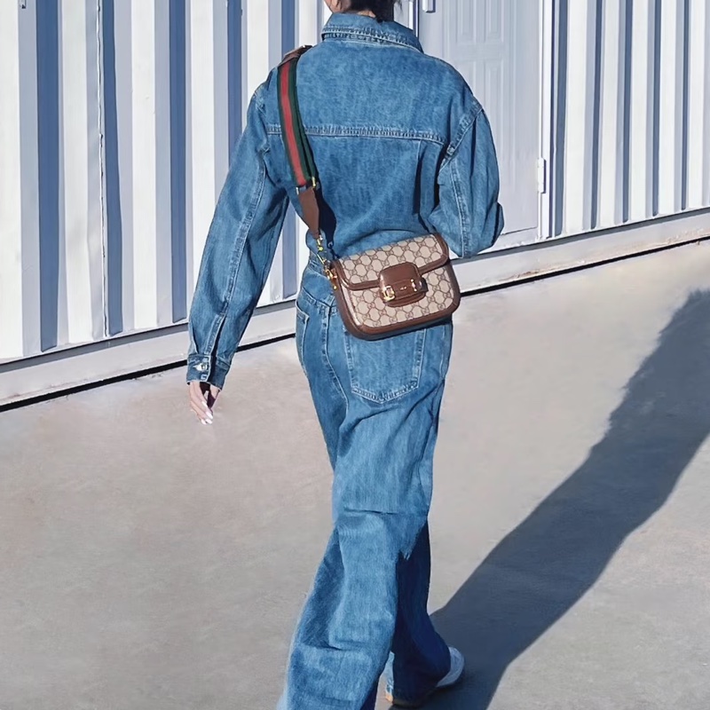 #GUCCI古馳1955馬銜扣老花Mini馬鞍復古時髦包🌼-7