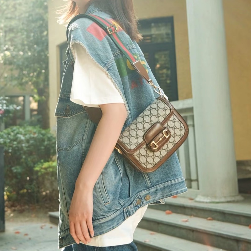 #GUCCI古馳1955馬銜扣老花Mini馬鞍復古時髦包🌼-8