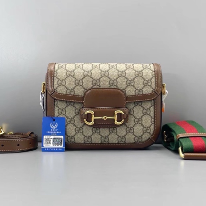 #GUCCI古馳1955馬銜扣老花Mini馬鞍復古時髦包🌼-9