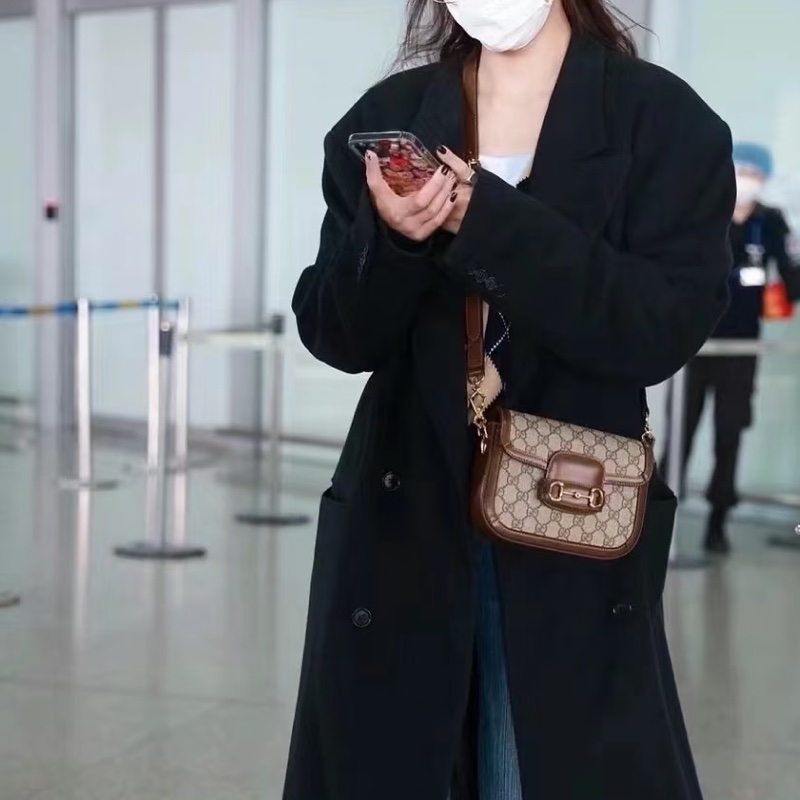 #GUCCI古馳1955馬銜扣老花Mini馬鞍復古時髦包🌼-18