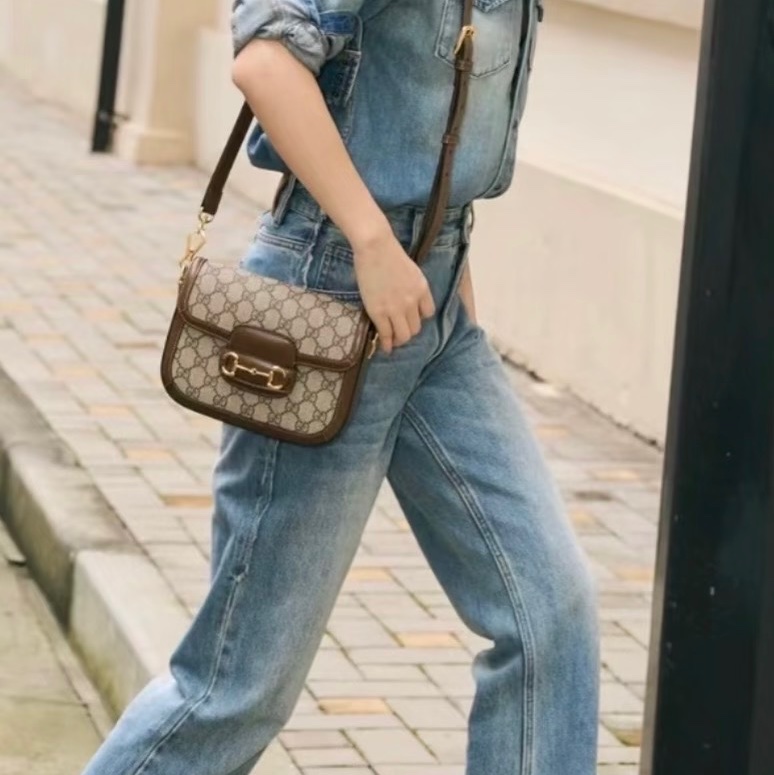 #GUCCI古馳1955馬銜扣老花Mini馬鞍復古時髦包🌼-19