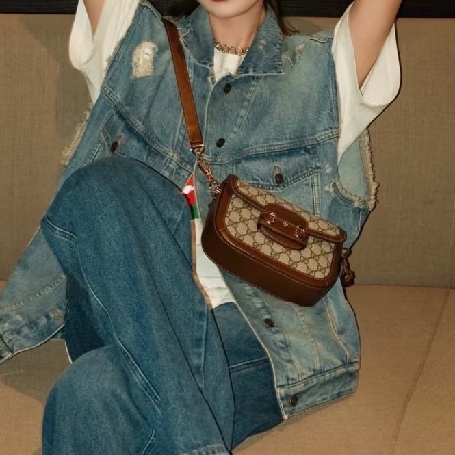 #GUCCI古馳1955馬銜扣老花Mini馬鞍復古時髦包🌼-20