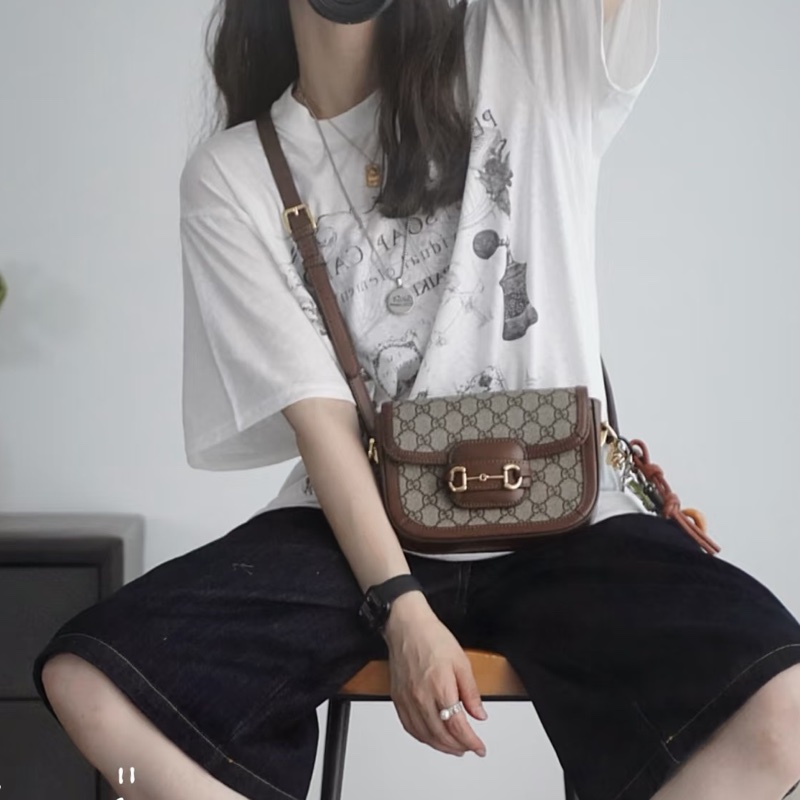 #GUCCI古馳1955馬銜扣老花Mini馬鞍復古時髦包🌼-23