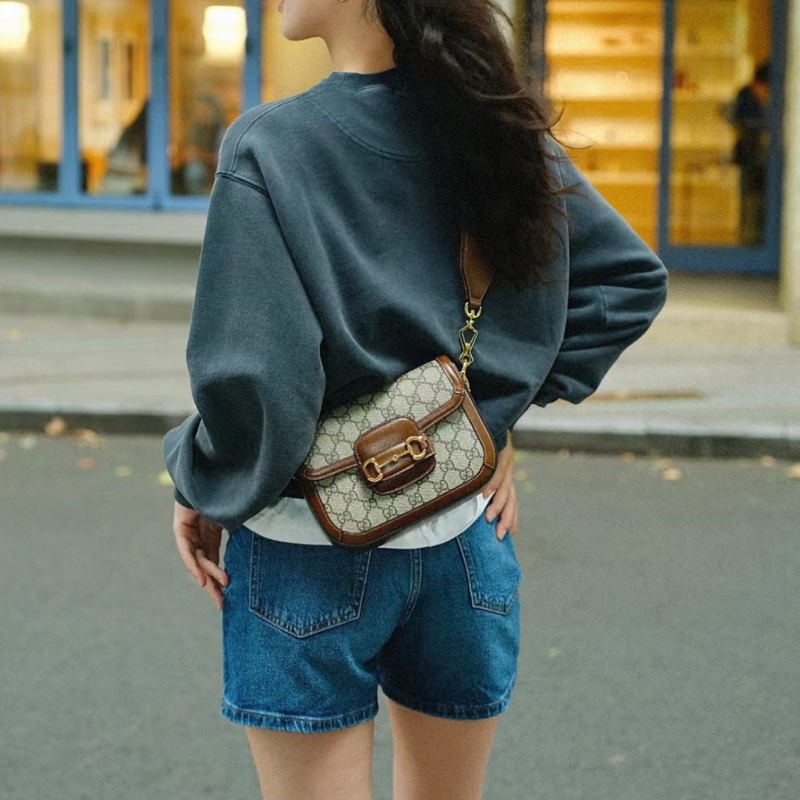 #GUCCI古馳1955馬銜扣老花Mini馬鞍復古時髦包🌼-24