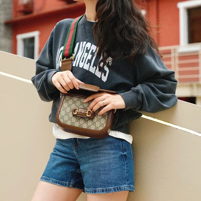 #GUCCI古馳1955馬銜扣老花Mini馬鞍復古時髦包🌼-26