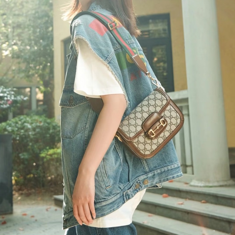 #GUCCI古馳1955馬銜扣老花Mini馬鞍復古時髦包🌼-30