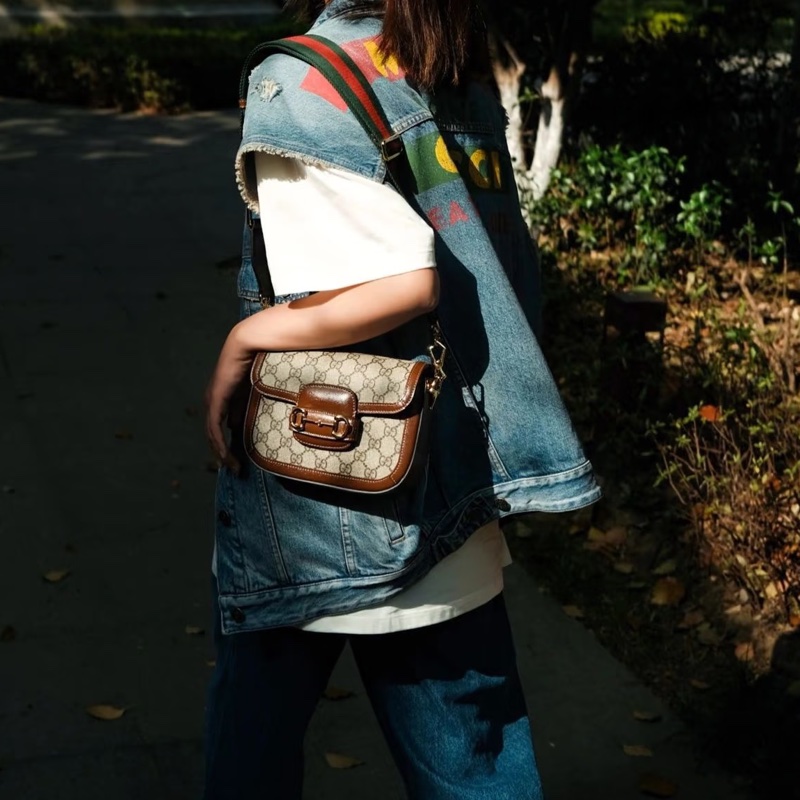 #GUCCI古馳1955馬銜扣老花Mini馬鞍復古時髦包🌼-31
