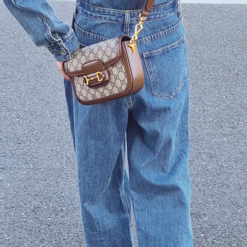 #GUCCI古馳1955馬銜扣老花Mini馬鞍復古時髦包🌼-33